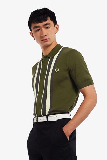 Fred Perry Raidallinen Neulottu Miesten Paidat Vihreä | FI 1510FDNM